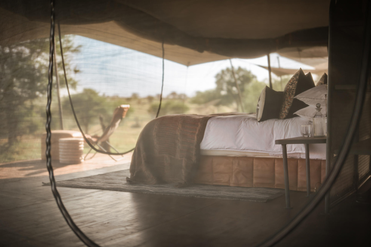 Tent interior at Siringit Migration Camp
