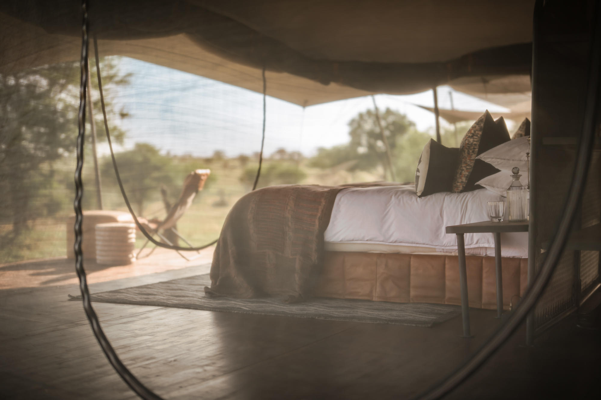 Tent interior at Siringit Migration Camp