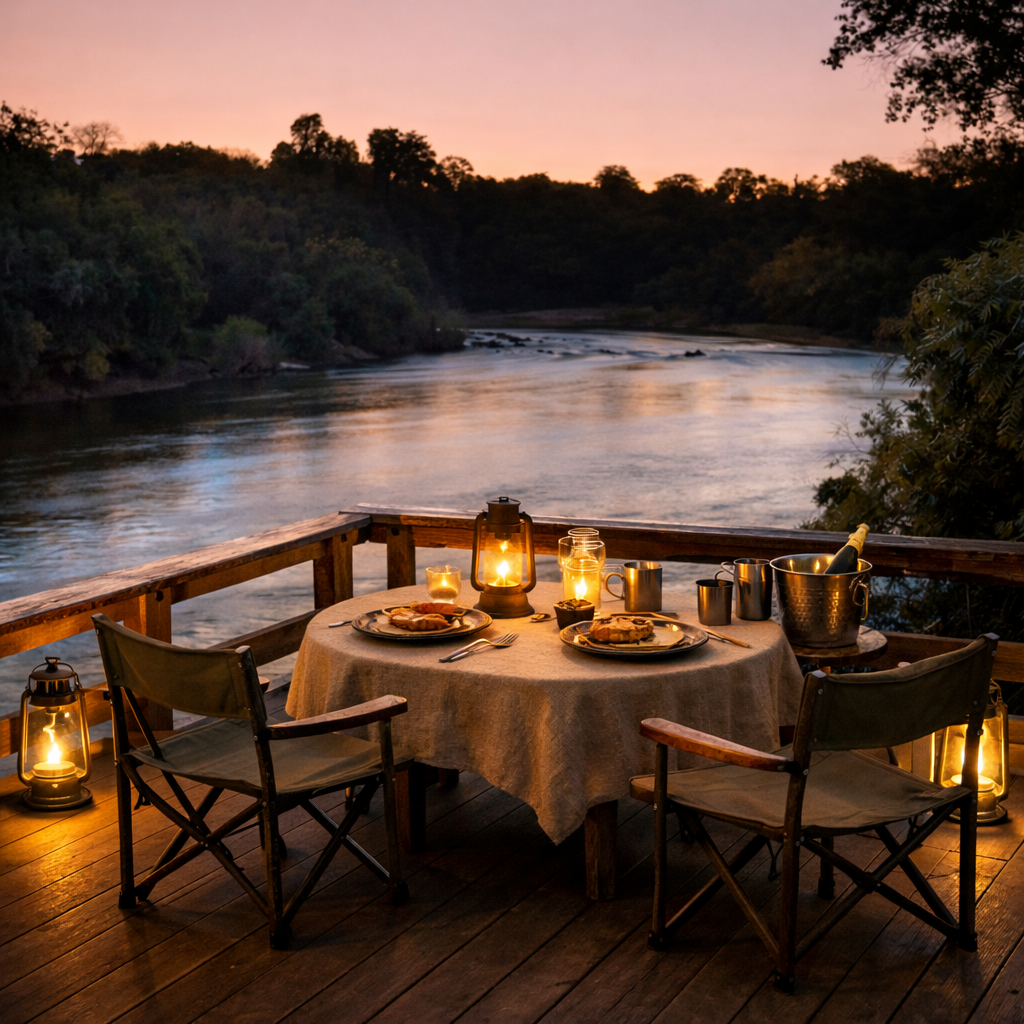 Twilight dinner by the river