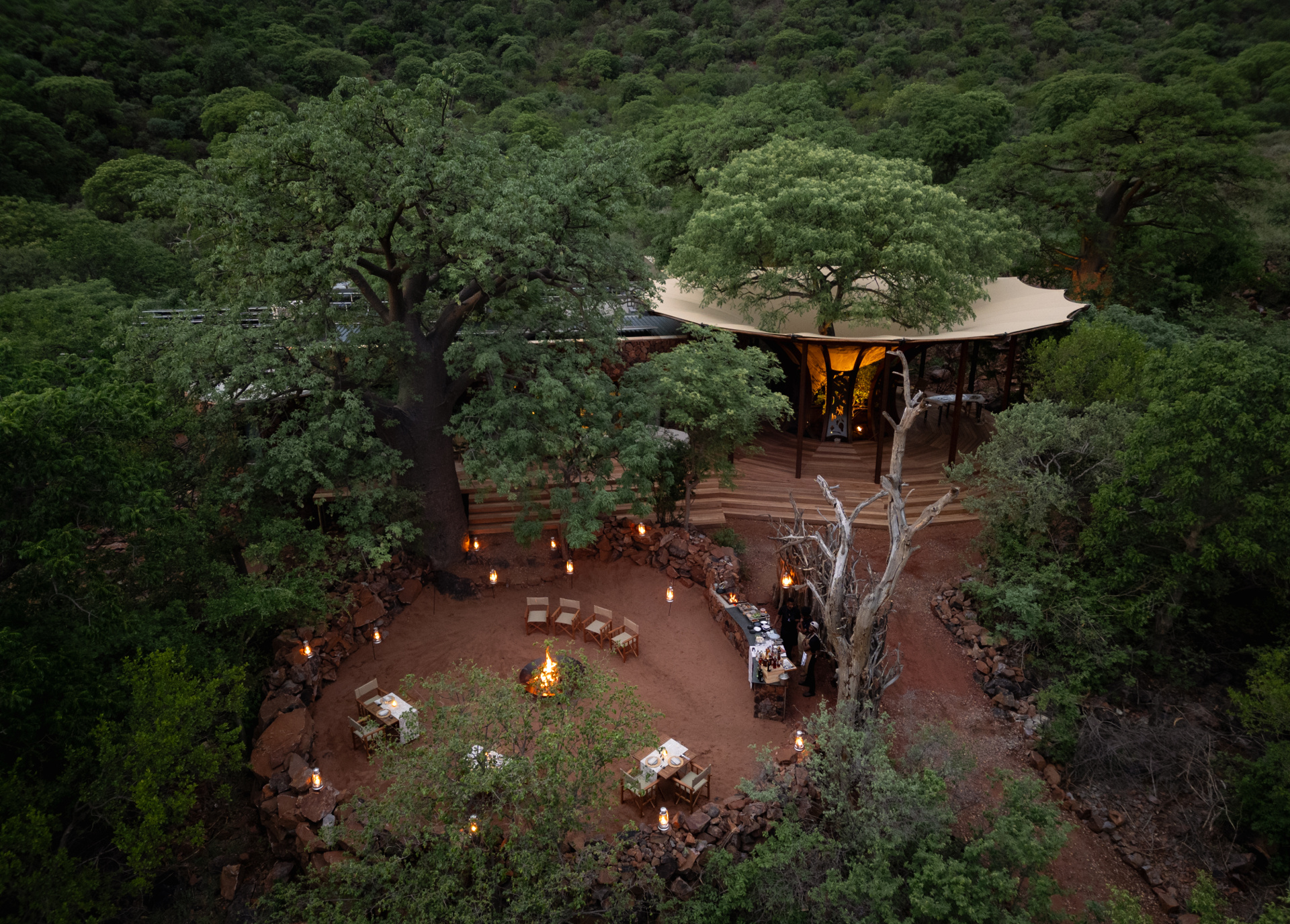 Few & Far Luvhondo with mountain outlook in safari country