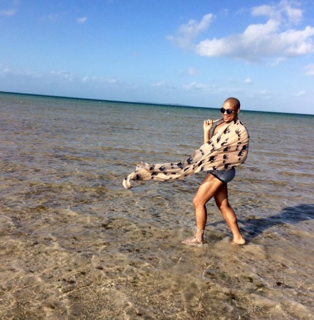 Mason & Wild founder Zannon James on the beach in Vilanculos, Mozambique.