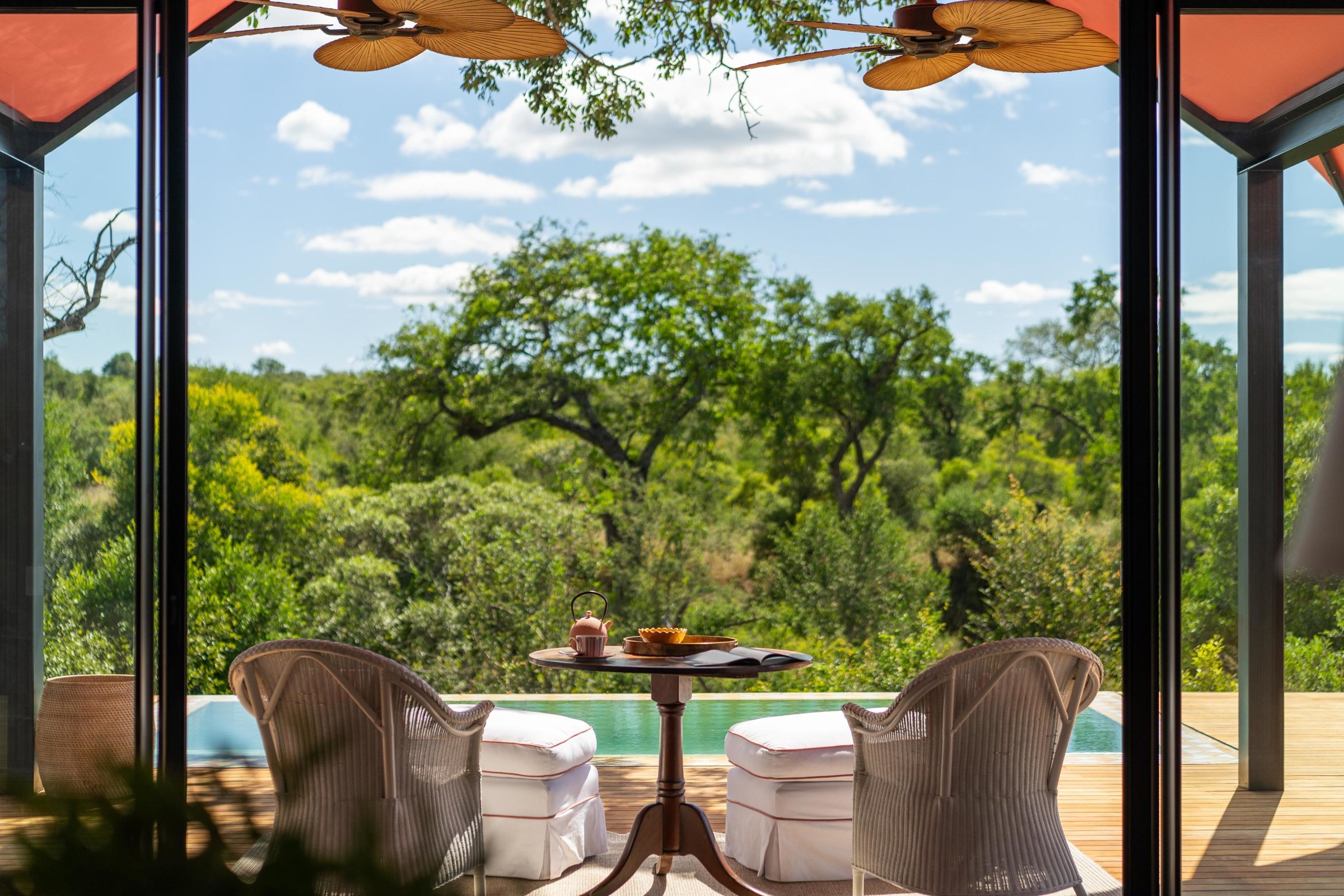 Green season safari landscape in Africa with dramatic skies