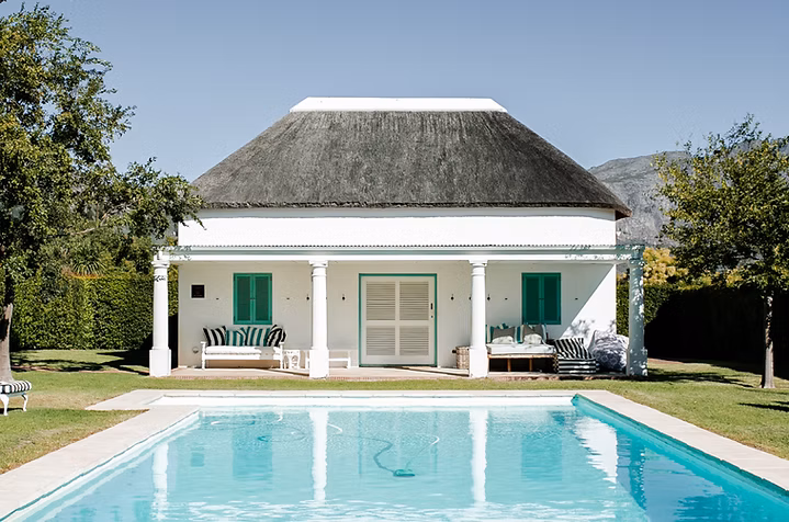La Cotte Farm pool and garden setting