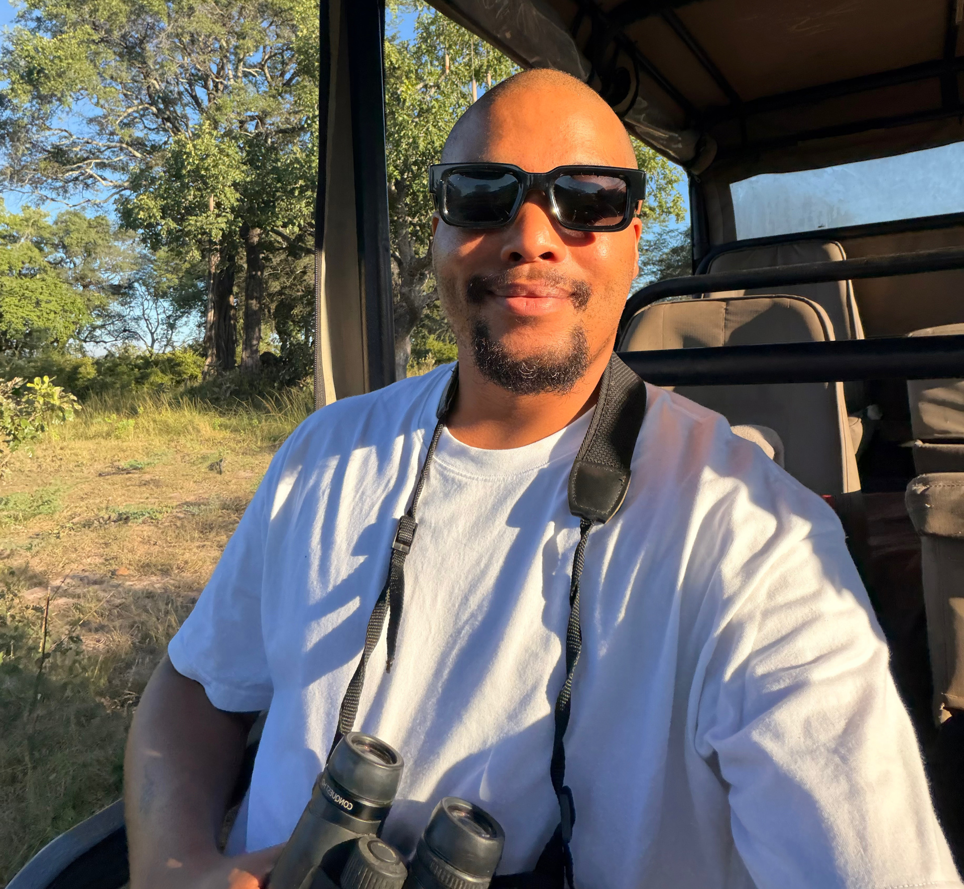 Zannon James on safari at Monwana in South Africa